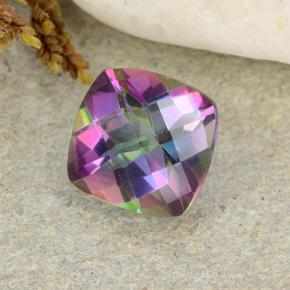 1.89 ct Multicolor Mystic Quartz Stone, Natural Mystic Quartz in Cushion Checkerboard Shape for Sale