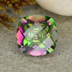 2.33 ct Multicolor Mystic Quartz Gemstone, Mystic Quartz Gem in Cushion Checkerboard Shape for Sale.