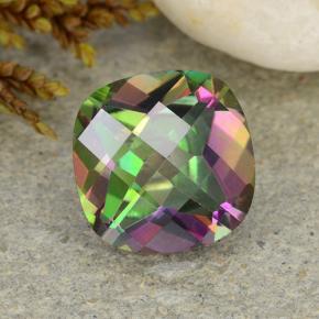 2.33 ct Multicolor Mystic Quartz Stone, Natural Mystic Quartz in Cushion Checkerboard Shape for Sale