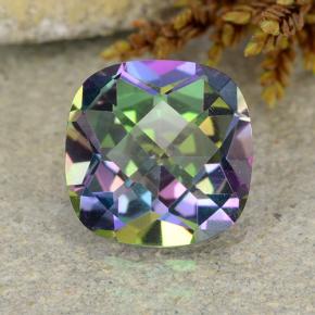 2.05 ct Multicolor Mystic Quartz Gemstone, Mystic Quartz Gem in Cushion Checkerboard Shape for Sale.