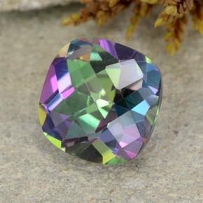 2.05 ct Multicolor Mystic Quartz Stone, Natural Mystic Quartz in Cushion Checkerboard Shape for Sale