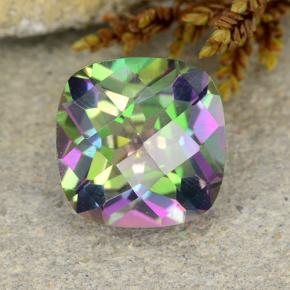 1.96 ct Multicolor Mystic Quartz Gemstone, Mystic Quartz Gem in Cushion Checkerboard Shape for Sale.