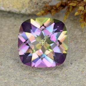 1.83 ct Multicolor Mystic Quartz Gemstone, Mystic Quartz Gem in Cushion Checkerboard Shape for Sale.