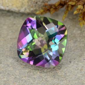 1.83 ct Multicolor Mystic Quartz Stone, Natural Mystic Quartz in Cushion Checkerboard Shape for Sale