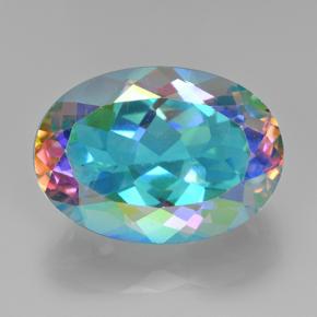 7.23 ct Multicolor Mystic Quartz Gemstone, Mystic Quartz Gem in Oval Facet Shape for Sale.