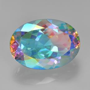 7.23 ct Multicolor Mystic Quartz Stone, Natural Mystic Quartz in Oval Facet Shape for Sale
