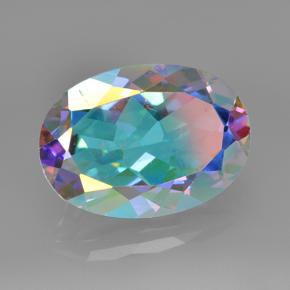 7.08 ct Multicolor Mystic Quartz Stone, Natural Mystic Quartz in Oval Facet Shape for Sale