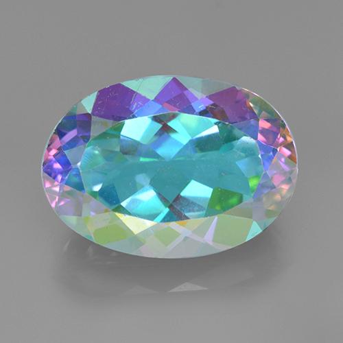 7.37 ct Multicolor Mystic Quartz Gemstone, Mystic Quartz Gem in Oval Facet Shape for Sale.