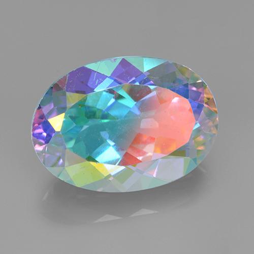 7.37 ct Multicolor Mystic Quartz Stone, Natural Mystic Quartz in Oval Facet Shape for Sale