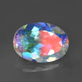 7.40 ct Multicolor Mystic Quartz Stone, Natural Mystic Quartz in Oval Facet Shape for Sale