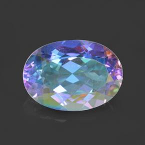 7.37 ct Multicolor Mystic Quartz Gemstone, Mystic Quartz Gem in Oval Facet Shape for Sale.