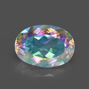 7.30 ct Multicolor Mystic Quartz Gemstone, Mystic Quartz Gem in Oval Facet Shape for Sale.