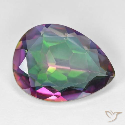 11.39 ct Multicolor Mystic Quartz Stone, Natural Mystic Quartz in Pear Facet Shape for Sale