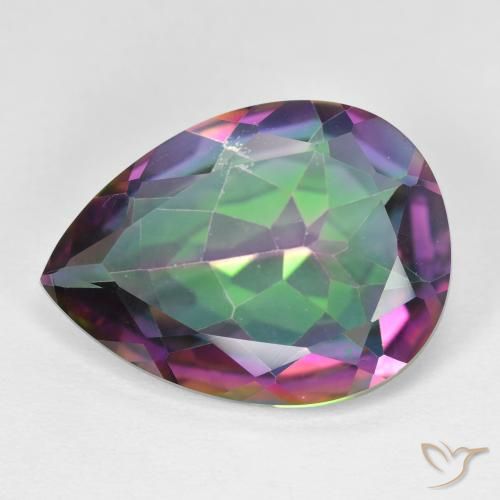 11.4 ct Pear Cut Mystic Quartz, 20 x 15 mm From Brazil, Photo A