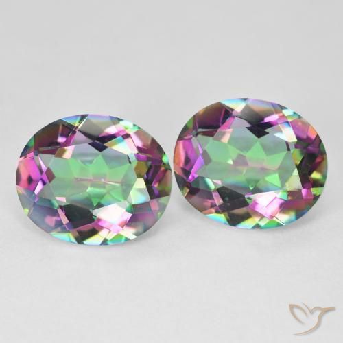 9.09 ctw Multicolor Mystic Quartz Stones, Natural Mystic Quartz in Oval Facet Shape for Sale