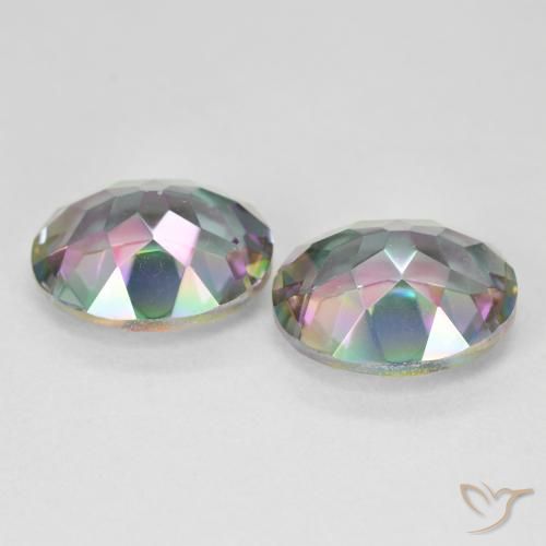Mystic Quartz Gemstones in 12 x 10 mm (calibrated) Size for Sale, Mystic Quartz Stones in Multicolor Color