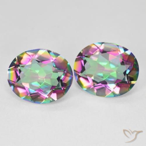 7.84 ctw Multicolor Mystic Quartz Stones, Natural Mystic Quartz in Oval Facet Shape for Sale