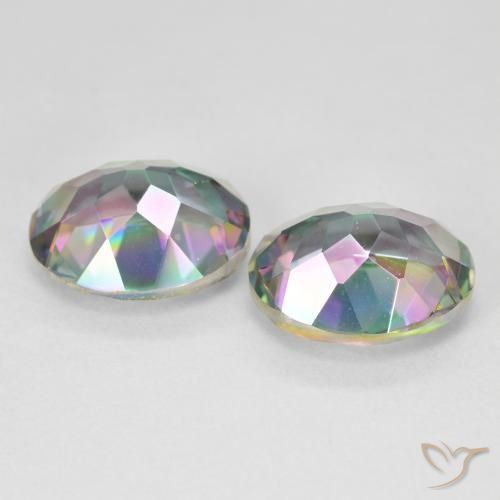 Mystic Quartz Gemstones in 12 x 10 mm (calibrated) Size for Sale, Mystic Quartz Stones in Multicolor Color