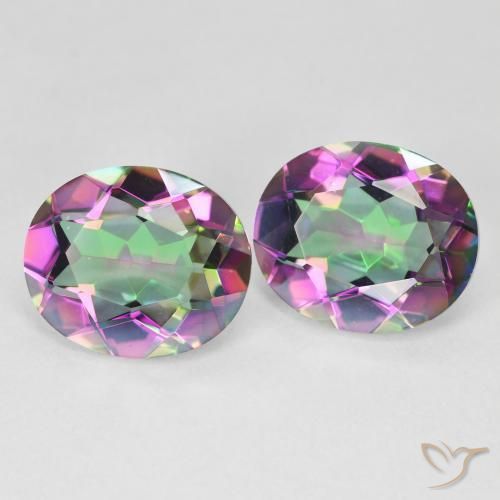 8.46 ctw Multicolor Mystic Quartz Stones, Natural Mystic Quartz in Oval Facet Shape for Sale