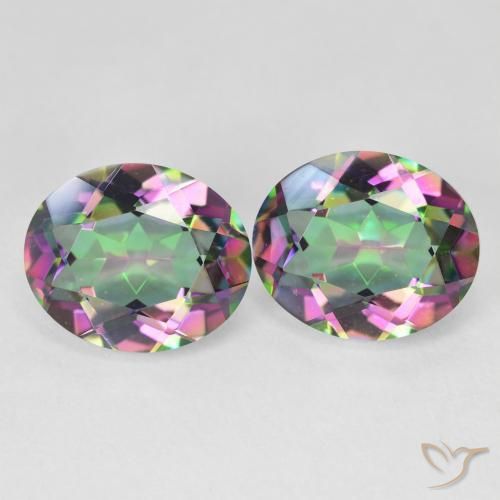 9.52 ctw Multicolor Mystic Quartz Stones, Natural Mystic Quartz in Oval Facet Shape for Sale