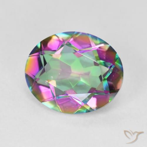 4.10 ct Multicolor Mystic Quartz Stone, Natural Mystic Quartz in Oval Facet Shape for Sale