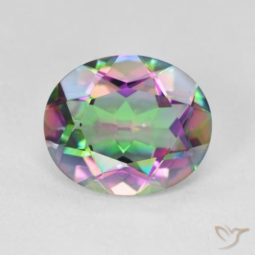 4.23 ct Multicolor Mystic Quartz Gemstone, Mystic Quartz Gem in Oval Facet Shape for Sale.