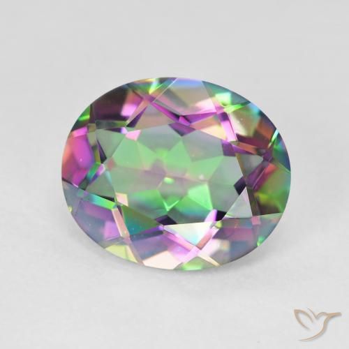 4.23 ct Multicolor Mystic Quartz Stone, Natural Mystic Quartz in Oval Facet Shape for Sale