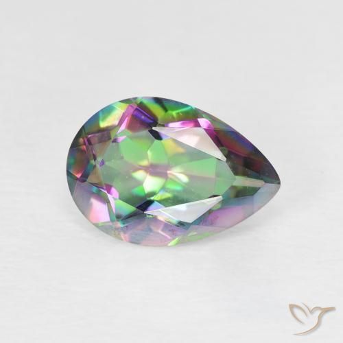 1.76 ct Multicolor Mystic Quartz Stone, Natural Mystic Quartz in Pear Facet Shape for Sale