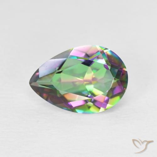 1.86ct Natural Multicolor Mystic Quartz, Pear Shape, VVS-VS
