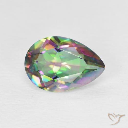 1.86 ct Multicolor Mystic Quartz Stone, Natural Mystic Quartz in Pear Facet Shape for Sale