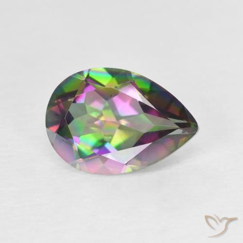 1.78 ct Multicolor Mystic Quartz Stone, Natural Mystic Quartz in Pear Facet Shape for Sale