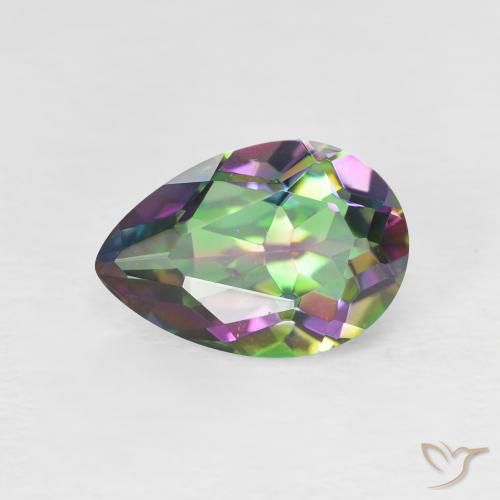1.98ct Natural Multicolor Mystic Quartz, Pear Shape, VVS-VS