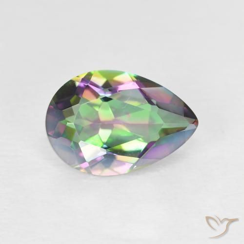 1.98 ct Multicolor Mystic Quartz Stone, Natural Mystic Quartz in Pear Facet Shape for Sale
