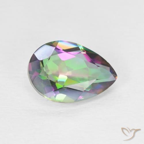1.88 ct Multicolor Mystic Quartz Stone, Natural Mystic Quartz in Pear Facet Shape for Sale