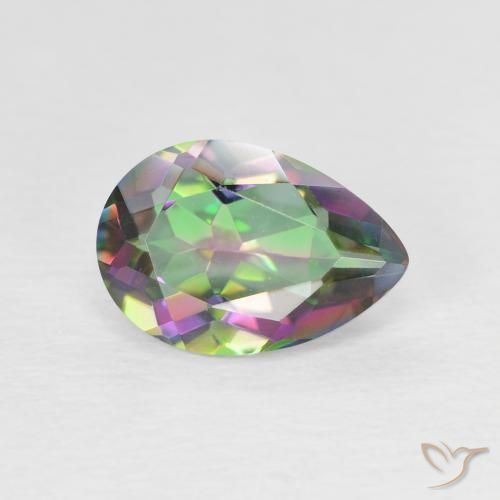 1.94 ct Multicolor Mystic Quartz Stone, Natural Mystic Quartz in Pear Facet Shape for Sale