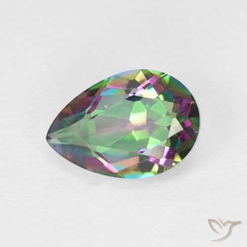 1.93 ct Multicolor Mystic Quartz Gemstone, Mystic Quartz Gem in Pear Facet Shape for Sale.