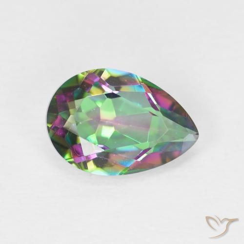 1.93 ct Multicolor Mystic Quartz Stone, Natural Mystic Quartz in Pear Facet Shape for Sale