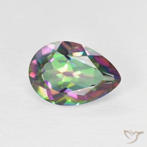 1.92 ct Multicolor Mystic Quartz Stone, Natural Mystic Quartz in Pear Facet Shape for Sale