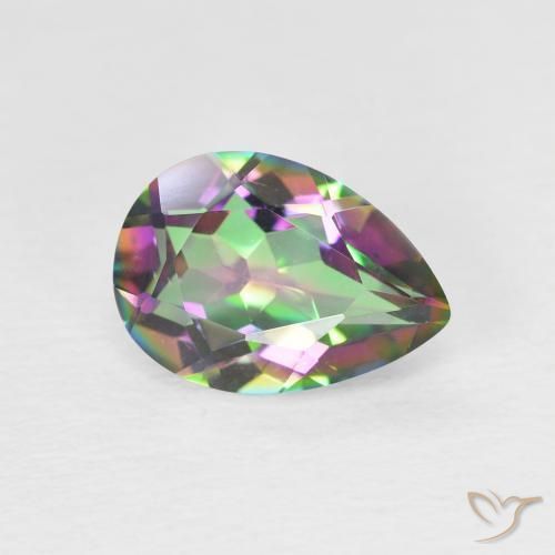 1.75 ct Multicolor Mystic Quartz Stone, Natural Mystic Quartz in Pear Facet Shape for Sale