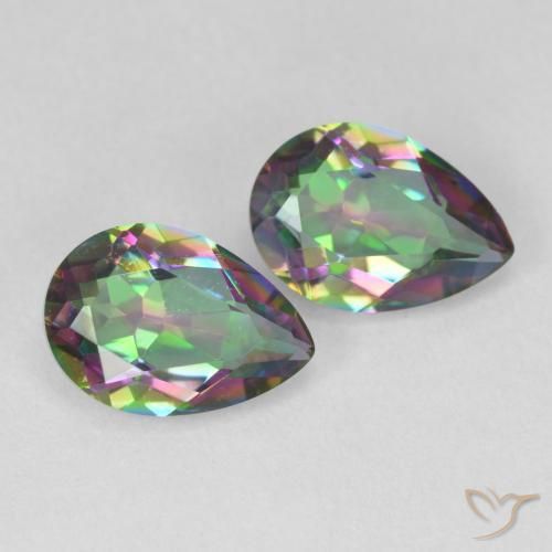 3.70 ctw Multicolor Mystic Quartz Stones, Natural Mystic Quartz in Pear Facet Shape for Sale