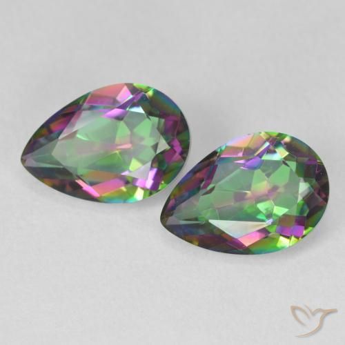 3.86 ctw Multicolor Mystic Quartz Stones, Natural Mystic Quartz in Pear Facet Shape for Sale