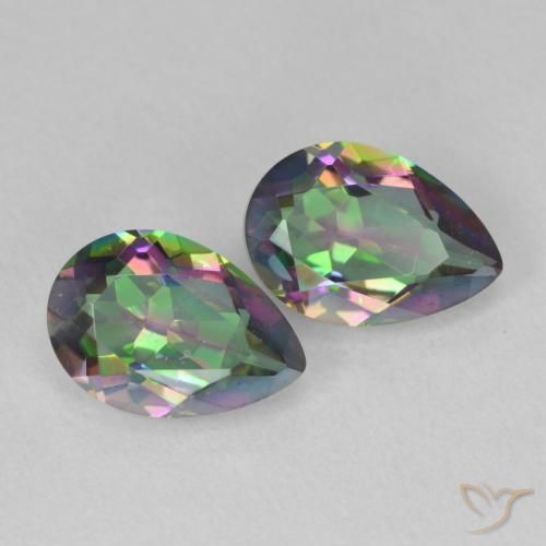 3.84 ctw Multicolor Mystic Quartz Stones, Natural Mystic Quartz in Pear Facet Shape for Sale