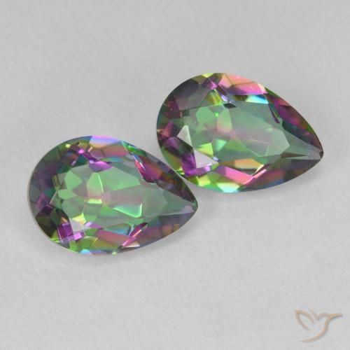 3.75 ctw Multicolor Mystic Quartz Stones, Natural Mystic Quartz in Pear Facet Shape for Sale