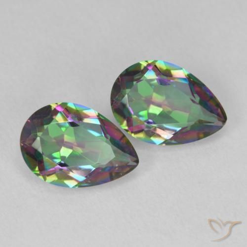 3.71 ctw Multicolor Mystic Quartz Stones, Natural Mystic Quartz in Pear Facet Shape for Sale