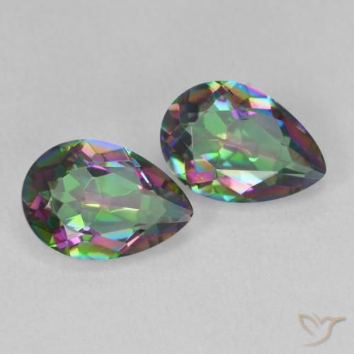 3.72 ctw Multicolor Mystic Quartz Stones, Natural Mystic Quartz in Pear Facet Shape for Sale