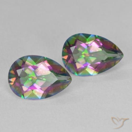 3.51 ctw Multicolor Mystic Quartz Stones, Natural Mystic Quartz in Pear Facet Shape for Sale
