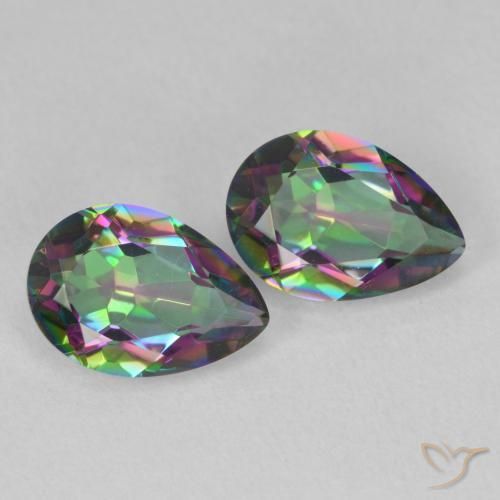 3.66 ctw Multicolor Mystic Quartz Stones, Natural Mystic Quartz in Pear Facet Shape for Sale