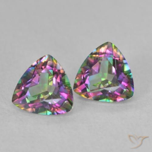 0.88 ctw Multicolor Mystic Quartz Stones, Natural Mystic Quartz in Trillion Facet Shape for Sale