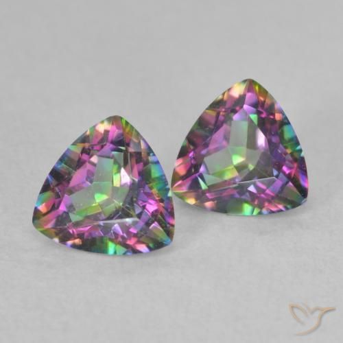 0.88 ctw Multicolor Mystic Quartz Stones, Natural Mystic Quartz in Trillion Facet Shape for Sale