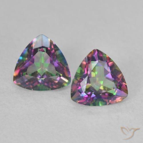 0.90 ctw Multicolor Mystic Quartz Gemstones, Mystic Quartz Gems in Trillion Facet Shape for Sale.